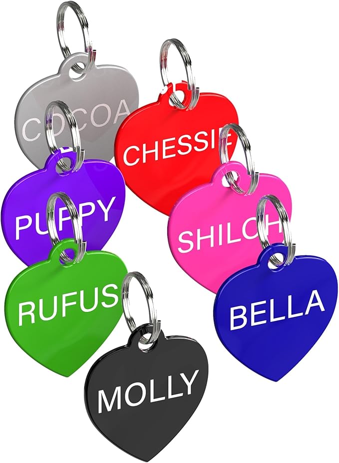 Dr. Fremont's Custom Pet Tag | Large, Heart-Shaped Aluminum | Many Colors & Shapes | Strong, Durable, Anodized | Personalized for Dog & Cat