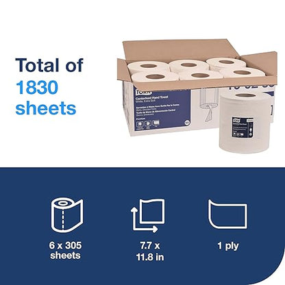 Tork Centerfeed Paper Wiper White M2, High Absorbency, 6 x 305 Sheets, 100230