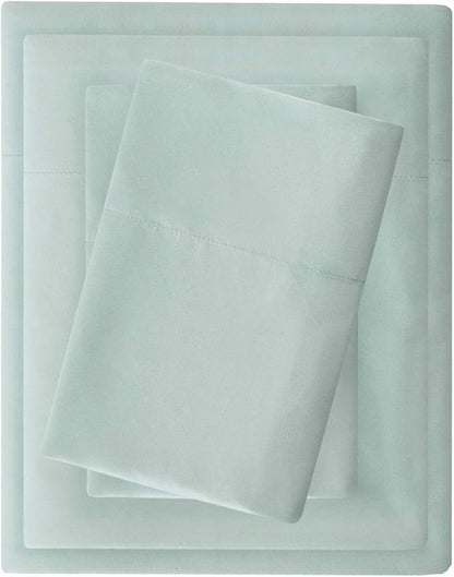 Madison Park 3M Microcell Color Fast, Wrinkle and Stain Resistant, Soft Sheets with 16" Deep Pocket All Season, Cozy Bedding-Set, Matching Pillow Case, Twin XL, Seafoam (MP20-2444)