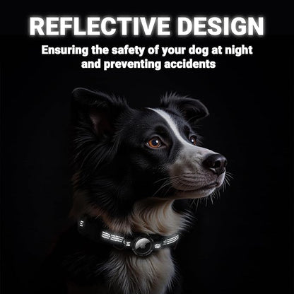AirTag Dog Collar, IP68 Waterproof Integrated Air Tag Dog Collars with Reflective, Ultra-Durable, Comfortable Padded, Heavy Duty Dog Collars for Small Medium Large Dogs, L (14.8"-20.3"), Black