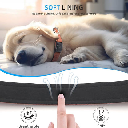 Upgraded AirTag Dog Collar, IP68 Waterproof Air Tag Dog Collar Holder, Reflective, Ultra-Durable, Comfortable Padded, Heavy Duty Dog Collars for Small Medium Large Dogs (L (14.8"-20.3"), Orange)
