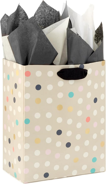 Hallmark White, Black and Ivory Bulk Tissue Paper (120 Sheets) for Gift Bags, Weddings, Graduations, Valentine's Day, Christmas