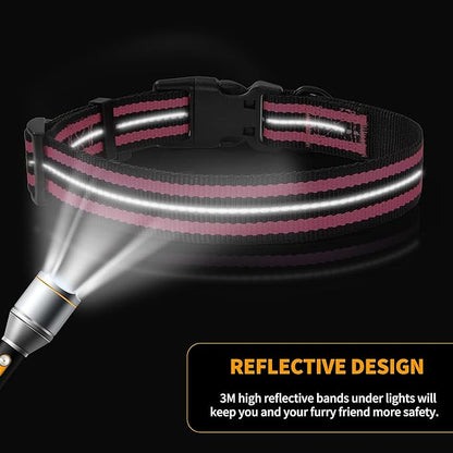 Mile High Life Reflective Dog Collar | Nylon Pet Collars wiith Buckle | Light Weight Puppy Collars | Pink Dog Collars for Small Dogs (Pink, S)