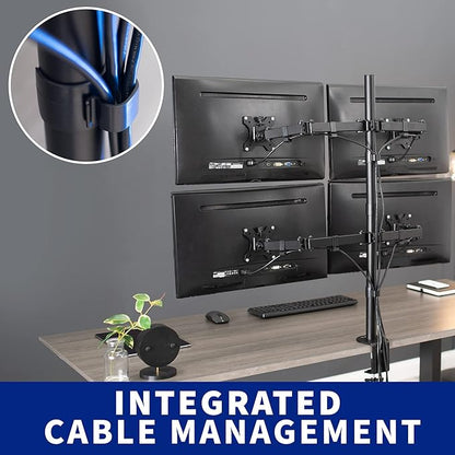 VIVO Quad 13 to 30 inch LCD Monitor Desk Mount, Fully Adjustable Stand with Tilt and Swivel, Holds 4 Screens with Max VESA 100x100, STAND-V004
