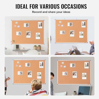 VEVOR 48"x36" Large Cork Board – Wall-Mounted Bulletin Board with Pin Board – Perfect for School, Home, Office