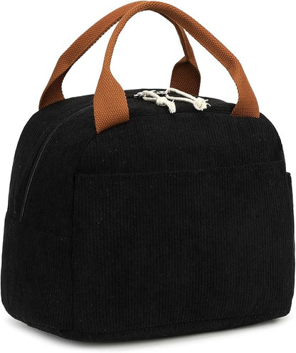 LEDAOU Lunch Box for Women Insulated Lunch Bag Corduroy Lunch Tote Bags Leakproof Cooler Lunch Case for Travel Work Picnic