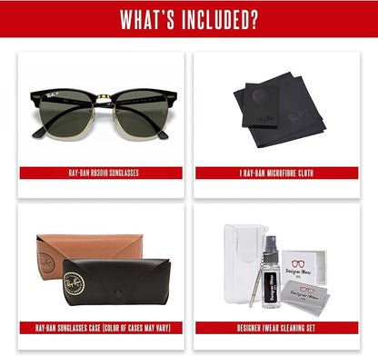 Ray-Ban RB3016 CLUBMASTER Sunglasses For Men For Women +BUNDLE with ACCESSORY EYEWEAR KIT