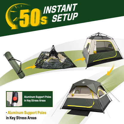 4 Person Instant Tents for Camping Setup in 50s, Cabin Tent with Rainfly