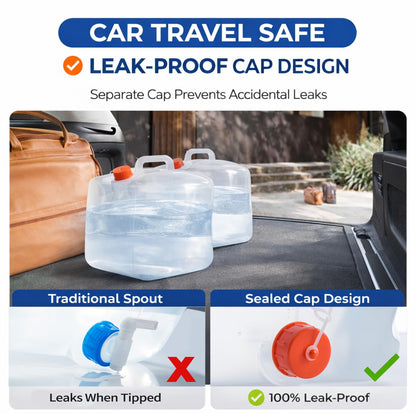 BPA Free Collapsible Water Container Jug with Spigot, 5.3 Gallon 2 Pack