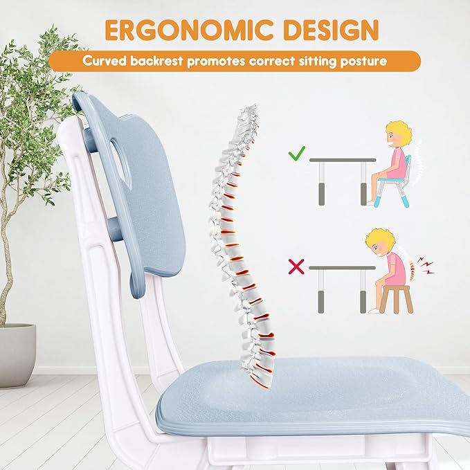 Kids Chair Adjustable Height Children Chairs Suitable for Children Age 2-8 with Foot Covers for Home Classroom Kindergarten and Children's venues Two-Pack