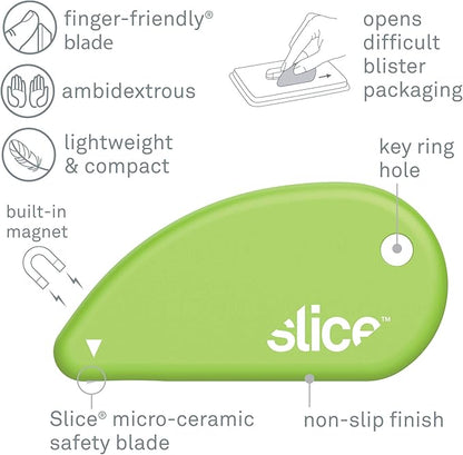 Slice Micro Ceramic Blade, Safety Cutter, Finger Friendly, Cuts Blister Packaging, Paper & Ideal for Outline Trims of Shapes or Coupons (Pack of 2)