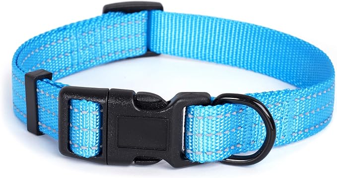 Mile High Life Dog Collar | Nylon Reflective Dog Collars | Light Weight Puppy Collars | Dark Blue Dog Collars for Medium Dogs (Dark Blue, Medium)