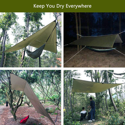 Sunyear Hammock Camping with Rain Fly Tarp and Net, Portable Camping Hammock Double Tree Hammock Outdoor Indoor Backpacking Travel & Survival, 2 Tree Straps,100% Waterproof Green Bundle