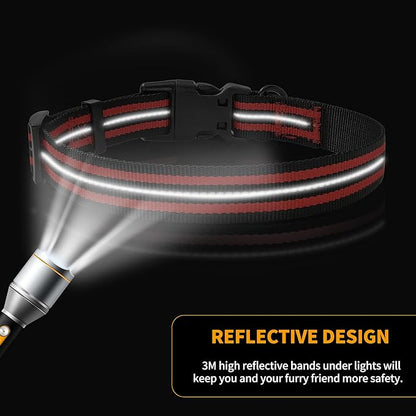 Mile High Life Reflective Dog Collar | Nylon Pet Collars wiith Buckle | Light Weight Puppy Collars | Red Dog Collars for Small Dogs (Red, S)