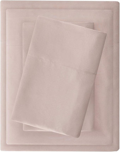Madison Park 3M Microcell Bed Sheet Set Color Fast, Wrinkle and Stain Resistant, Soft Sheets with 16" Deep Pocket All Season, Cozy Bedding-Set, Matching Pillow Case, Cal King, Blush, 4 Piece