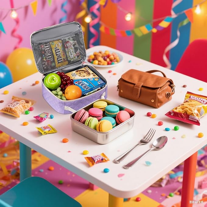 Rainbow Lunch Bag Pink for Girls Lonchera Para Niños Daisy Reusable Lunch Box with Reusable Snack Bag Back to School Lunch Kit