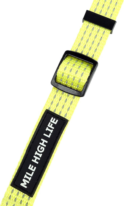 Mile High Life Dog Collar, Nylon Reflective Dog Collars w Pull D-Ring, Light Weight Puppy Collars, Hanger Dog Collars for Large Dogs(Lemon Yellow, Large)