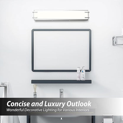 LED Bathroom Light Fixtures Over Mirror 24.4” Vanity Light with Milky White Lampshade 4000K Daylight Chrome Finishing Bath Bar (Chrome)