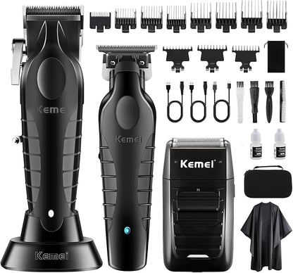 KEMEI Professional Hair Clipper, Hair Trimmer, Beard Shaver Set for Men, Electric Cordless Barber Clipper Beard Trimmer, Rechargeable Fade Clipper Haircutting Kit, KM-2299, KM-2296, KM-1102