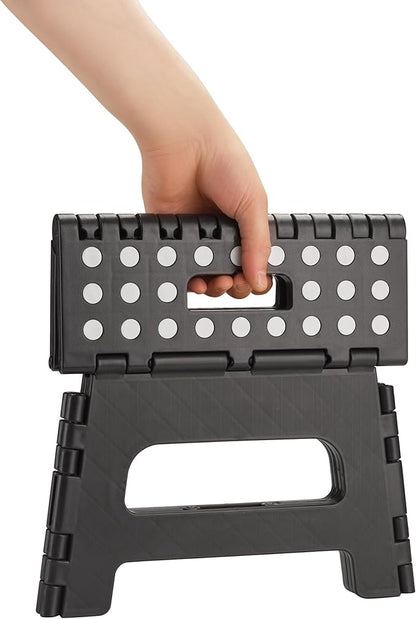 Handy Laundry - Folding Step Stool - Sturdy Enough Collapsible Stool to Support Adults and Safe Enough for Kids - Opens Easy with One Flip - Great for Kitchen, Bathroom or Bedroom (Black - 8 Inch)