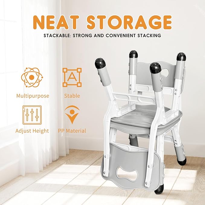 Kids Chair Adjustable Height Children Chairs Suitable for Children Age 2-8 with Foot Covers for Home Classroom Kindergarten and Children's venues Two-Pack