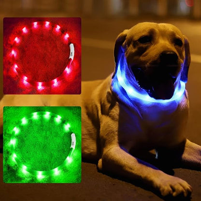 Light Up Dog Collar, Rechargeable Glowing Dog Collar, Light Dog Collar for Night Walking with 1640 FT of Visibility - Brightest LED Dog Collar Light, 3 Flashing Modes, Keeps Your Pets Safe in The Dark