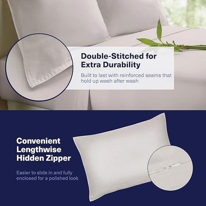 Kickoff Viscose Bamboo Sheets California King Size 4-pc 100% Organic Bamboo Viscose Bed Cooling Sheets Cal King Set Cool Bedding for hot Sleepers Sheet, Flat, Fitted, Pillowcases (Dove Grey, CK)