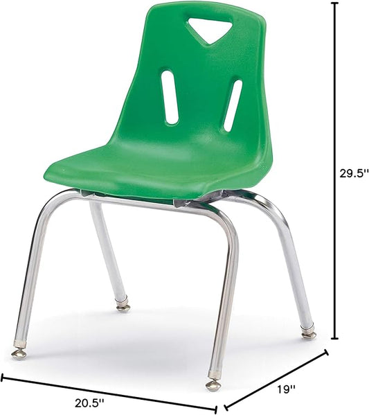 Berries Jonti-Craft 8146JC1119 Stacking Chair with Chrome-Plated Legs, 16" Height, Green
