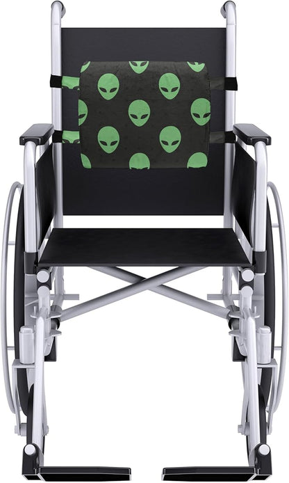 Ambesonne Alien Lumbar Back Support Pillow, Supernatural Martiansal Beings from Other Planets Head of an Alien, High Density Foam for Office Chairs Car Seats, 14" x 13", Fern Green Black