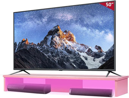 TV Riser Stand with LED Lights, 42.5in Super Large Monitor Stand with Phone Tablet Holder, Tabletop TV Stand Riser for Desk, Desktop Organizer for Computer, TV, Laptop, Printer