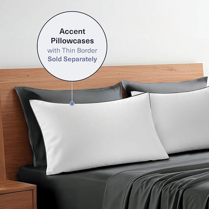 Kickoff Viscose Bamboo Sheets King Size 4-pc 100% Organic Bamboo Viscose Bed Cooling Sheets King Size Set Cool Bedding for hot Sleepers Sheet, Flat, Fitted, Pillowcases (Pewter,K)