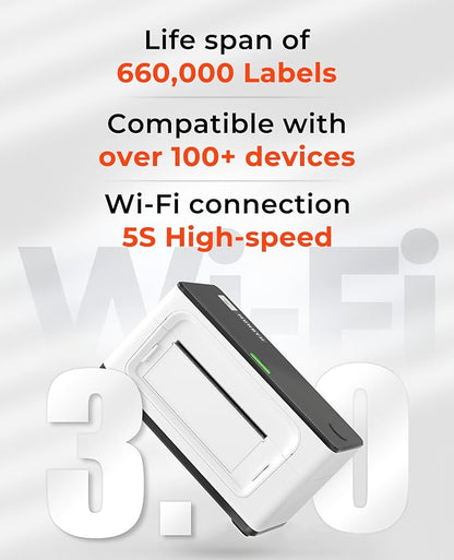 MUNBYN Wireless Wi-Fi Thermal Printer Shipping Label Printer, Compatible with AirPrint iPhone, iPad, MacOS, Android Windows Suit for Small Business, Etsy, Ebay, USPS, No Ink, Fast & Clear Printing