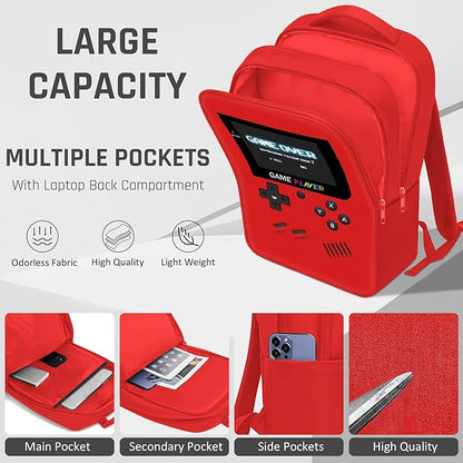 School Backpack for Boys,3pcs Gamer Boys Backpack with Lunch Box Set for Kids Children Teens Elementary Middle School,17" Large Capacity Student Bookbag & Multifunctional Video Game Travel Bag