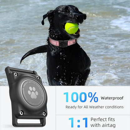 Airtag Dog Collar - 100% Waterproof AirTag Holder, Reflective, Soft Padded, Everlasting GPS Collar for Small to Large Dogs (Pink, L)
