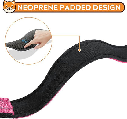 Reflective Dog Collar, Adjustable Soft Neoprene Padded Nylon Pet Collars with Buckle for Large Dogs, Hotpink,L