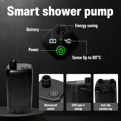 Motivekit™ Portable Camping Shower | 6.6 Gallons Foldable Bucket, 6000mAh Shower Pump, 6' 7" Shower Head, 1500W Immersion Heater, Summer Beach Outdoor Showering Hiking Pet Bath RV Car Wash Water Plant