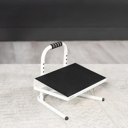 VIVO Ergonomic Height Adjustable Foot Rest Relief Platform, Elevated Stool for Comfortable Sit to Stand Workstation, Non-Slip Surface, Portable, Home Office Classroom Use, White, STAND-FT01W