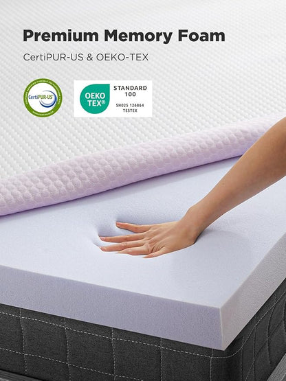PERLECARE 2 Inch Gel Memory Foam Mattress Topper for Pressure Relief, Premium Soft Mattress Topper for Cooling Sleep, Non-Slip Design with Removable & Washable Cover, CertiPUR-US Certified Queen