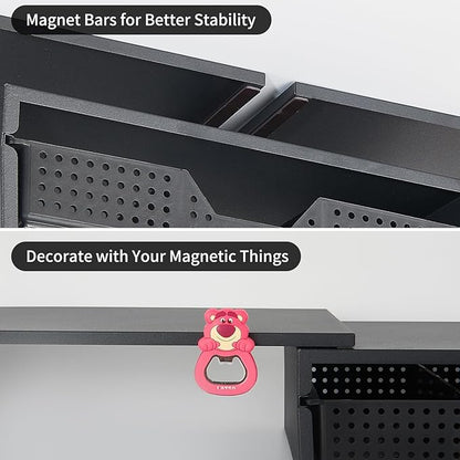 Dual Monitor Stand Riser with Drawer, Computer Stand for Desk, Workspace Desktop Stand, Desk Organizer for Computer, Laptop, TV and More (Black)