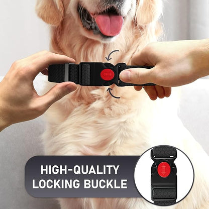 Adjustable Dog Collar with QR Code Dog Tag ID Attached - Made in USA - Honeycomb Waterproof Heavy Duty Dog Collar with Safe Lock Buckle - Odor Proof Pet Collar for Dogs with Strong Zinc D Ring