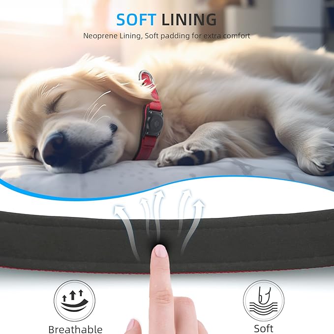 Upgraded AirTag Dog Collar, IP68 Waterproof Air Tag Dog Collar Holder, Reflective, Ultra-Durable, Comfortable Padded, Heavy Duty Dog Collars for Small Medium Large Dogs (S (10.6"-13.6"), Red)