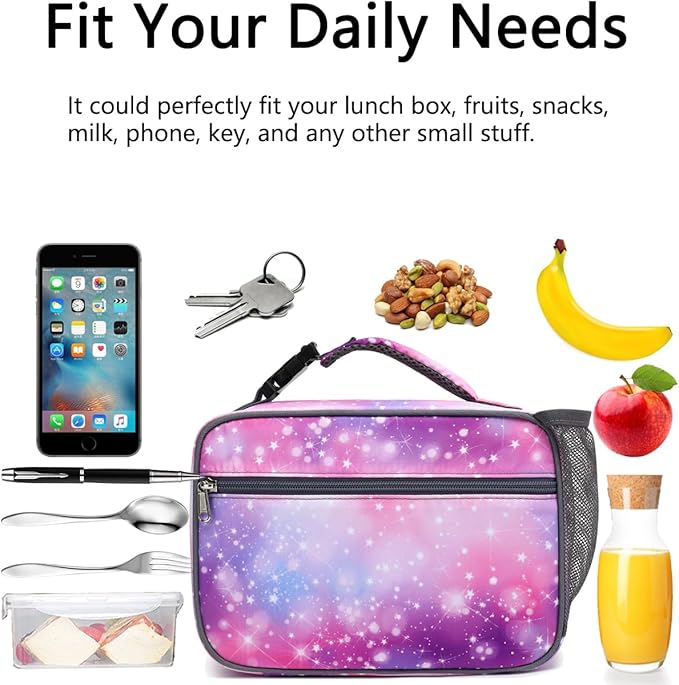 Insulated Lunch Box for School, Thermal Reusable Durable Freezable Lunch Bags for Kids Boys Girls Men Women - Small Soft Cooler Portable Lunch Tote Kit for Work Picnic Travel,Star