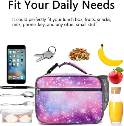 Insulated Lunch Box for School, Thermal Reusable Durable Freezable Lunch Bags for Kids Boys Girls Men Women - Small Soft Cooler Portable Lunch Tote Kit for Work Picnic Travel,Star