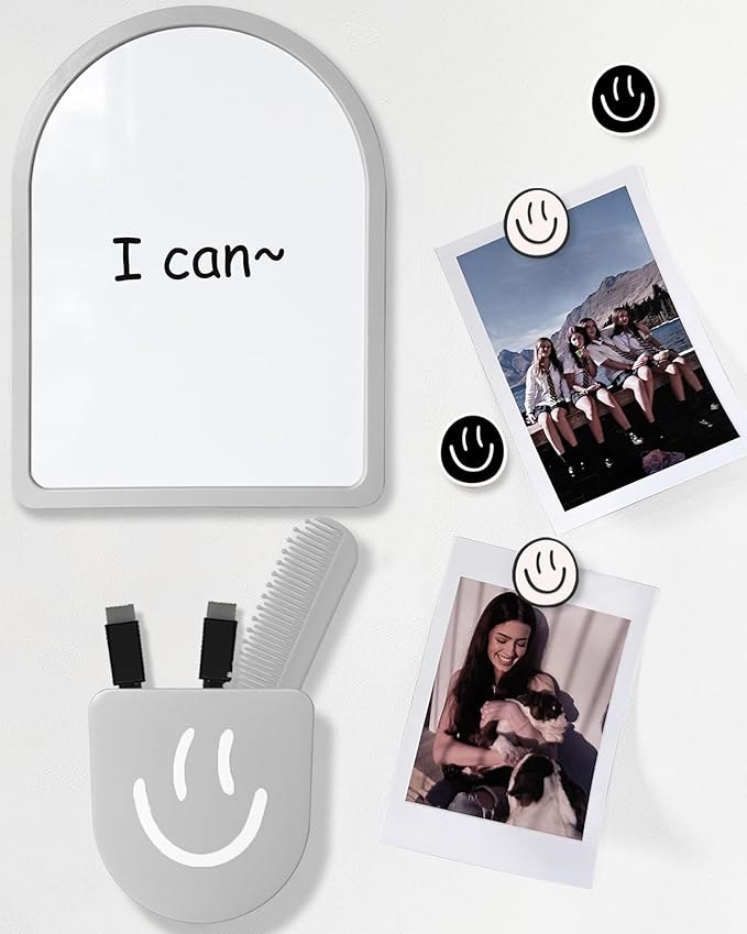 KEYDUACU 10 pcs - Locker Accessories, Locker Decorations including mirrors, whiteboards, magnets and organizing supplies. Ideal for back-to-school essentials and the office (11 Pcs-Light Gray)