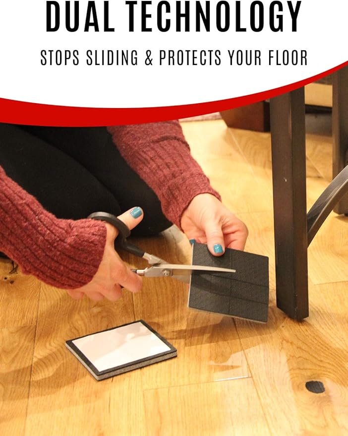 SlipToGrip Non Slip Furniture Pad Grippers - Stops Slide - Multi Size (4 Pads) - Make 4", 1", 2", etc.- Pre-Scored Multiple Sizes - 3/8" Felt Core - Anti Slip - No Nails, No Glue.