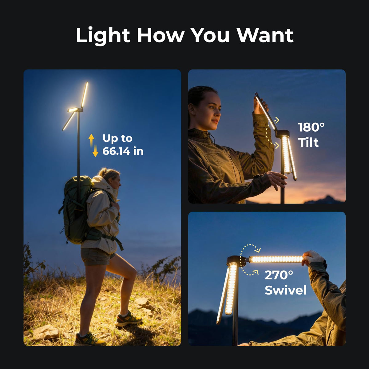 BougeRV Rechargeable Camping Lantern | 15,600mAh, Black
