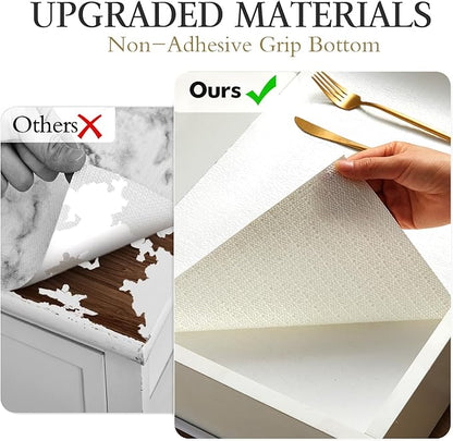 Beautysaid Shelf and Drawer Liner for Kitchen Cabinet, Non Adhesive Non Slip Shelf Paper Waterproof Washable Thickened for Dresser Pantry Shelve Bathroom Protector Liner(White,12 in x 10 FT)