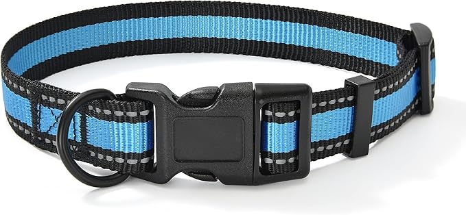 Mile High Life Dog Collar | Nylon Reflective Dog Collars | Light Weight Puppy Collars | Blue Dog Collars for Small Dogs (Blue, X-Small)
