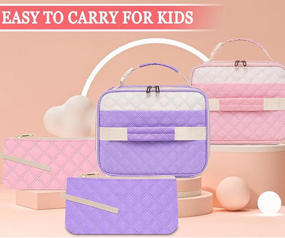 Pink Lunch Box Kids with Sandwich/Snack Bag for Girls Teens for School Insulated Lunch Bag Suitable for Bento Box Lunch Container Lonchera para niñas