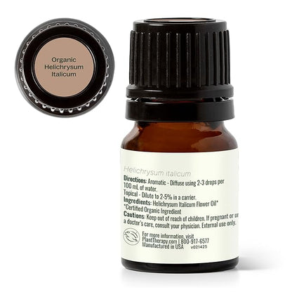 Plant Therapy Organic Helichrysum Italicum Essential Oil for Skin 100% Pure, USDA Certified Organic, Undiluted, Natural Aromatherapy for Diffusion, Therapeutic Grade 2.5 mL (1/12 oz)
